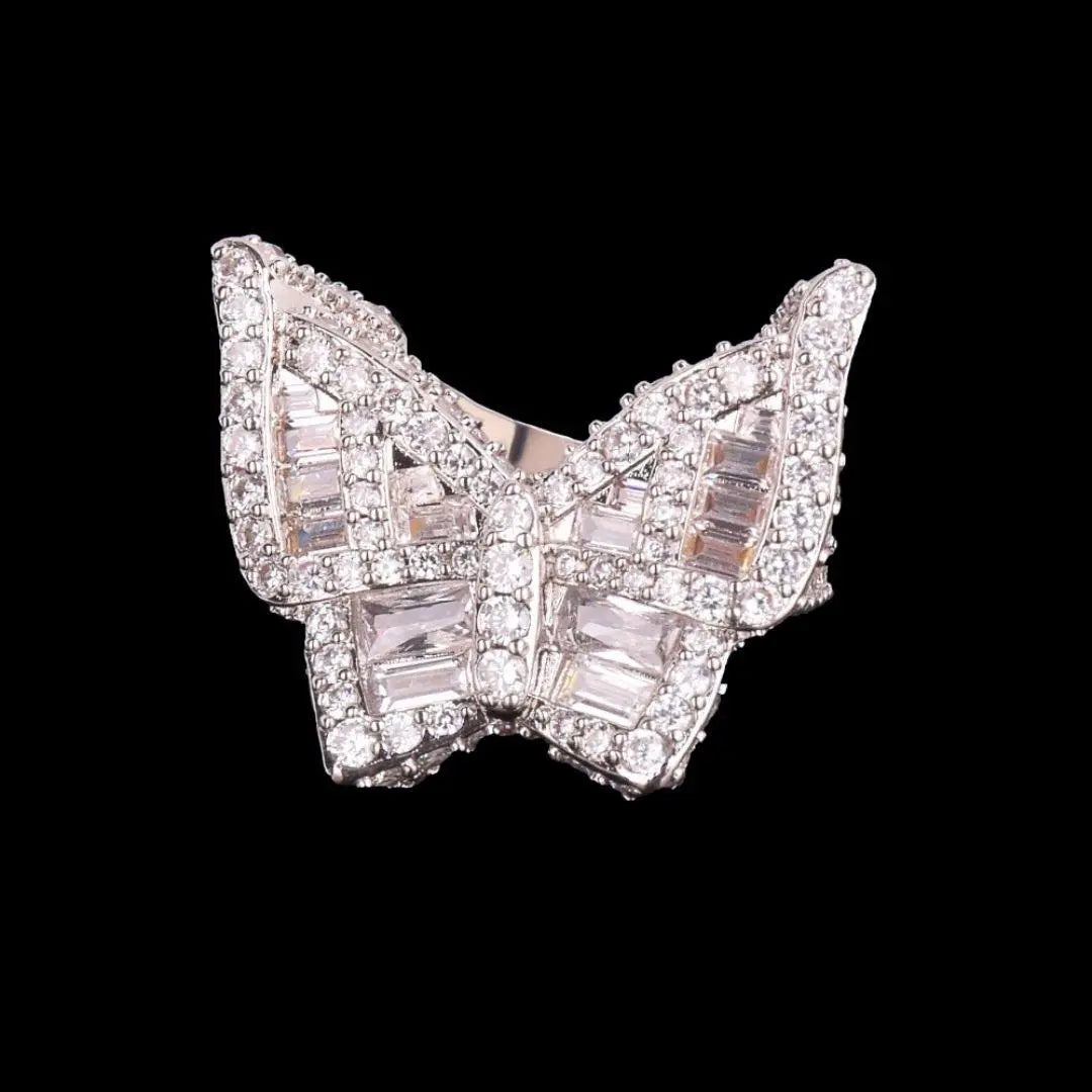 Butterfly Edition Baguette Tennis Iced Out Ring - Cartice™LuxuryJewelryGoldSilverWatchBraceletNecklaceChainIced-outCubanMoissaniteTarnish-freeStainlessDurablePremiumShinePlatedStatementDiamondAffordable