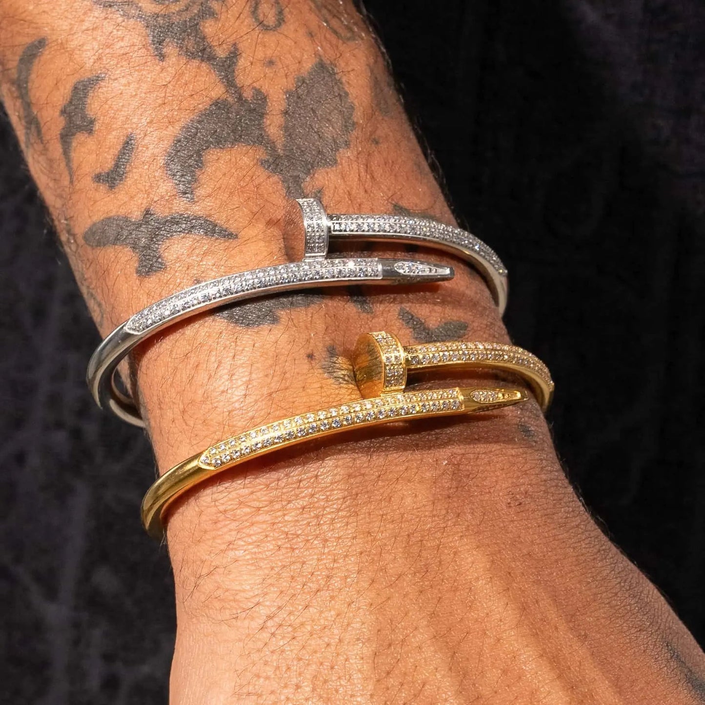 Iced Nail Bracelet - White Gold - Cartice™LuxuryJewelryGoldSilverWatchBraceletNecklaceChainIced-outCubanMoissaniteTarnish-freeStainlessDurablePremiumShinePlatedStatementDiamondAffordable