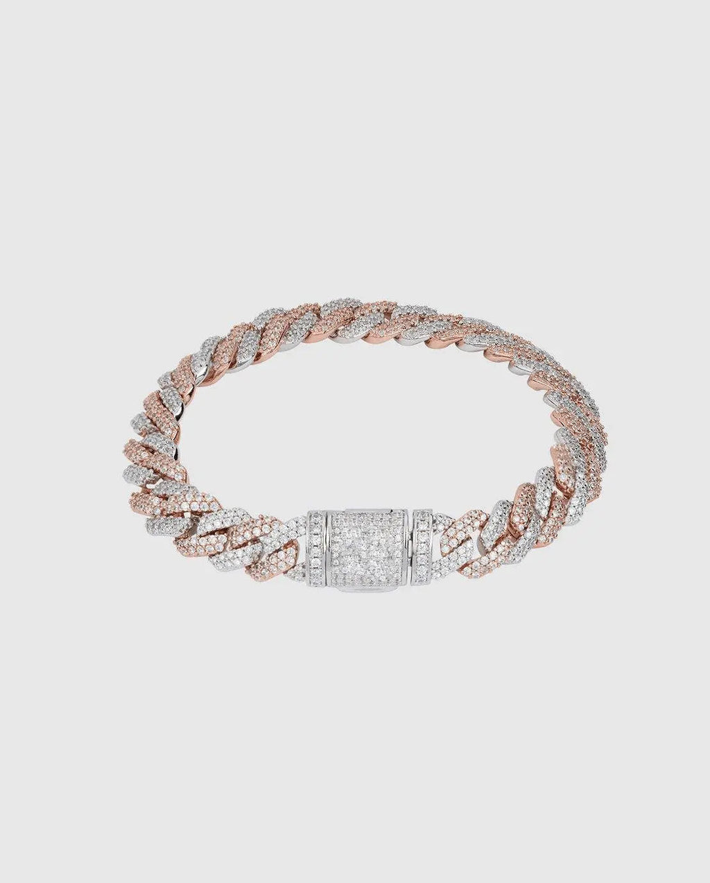 14mm Diamond Prong Link Bracelet - 2 Tone - Cartice™LuxuryJewelryGoldSilverWatchBraceletNecklaceChainIced-outCubanMoissaniteTarnish-freeStainlessDurablePremiumShinePlatedStatementDiamondAffordable