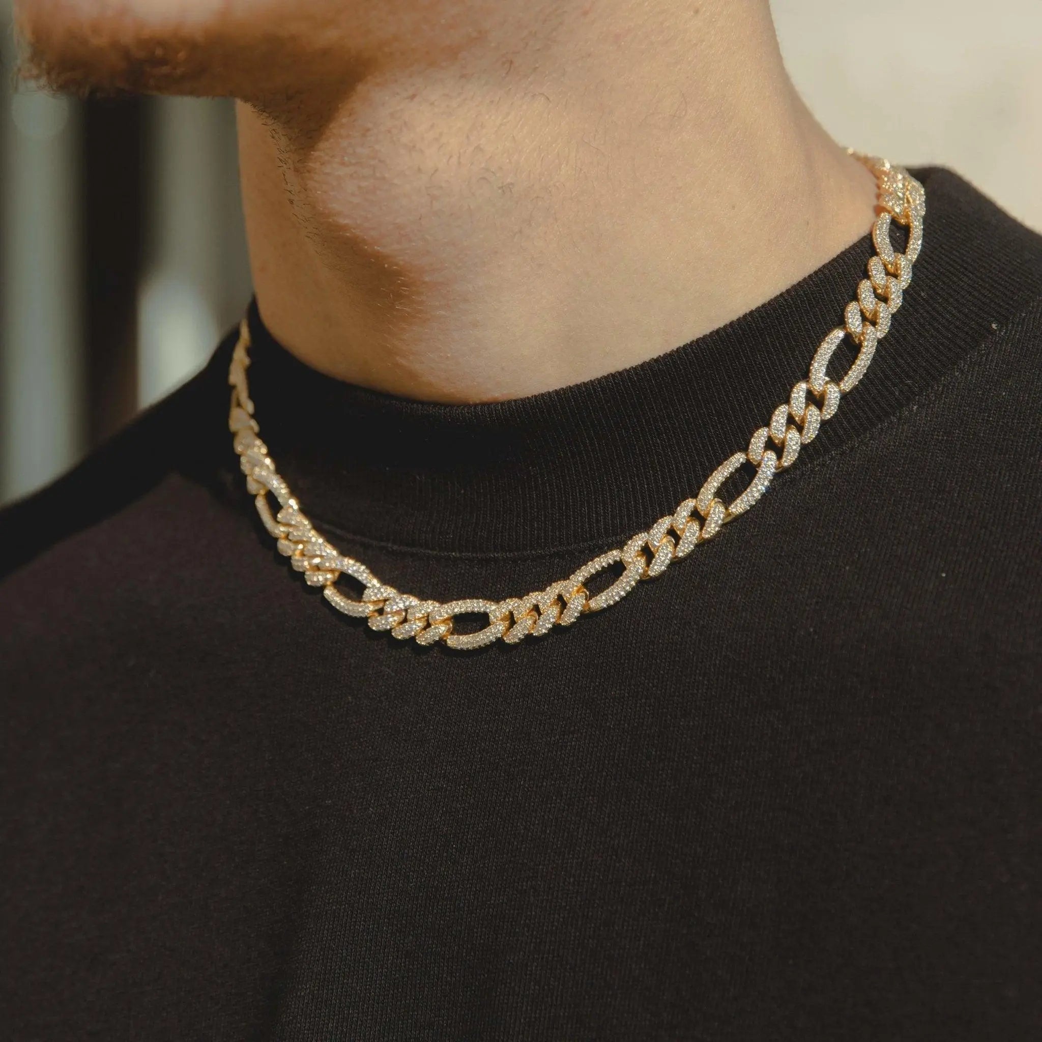10mm Iced Figaro Chain