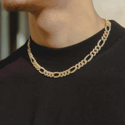 10mm Iced Figaro Chain