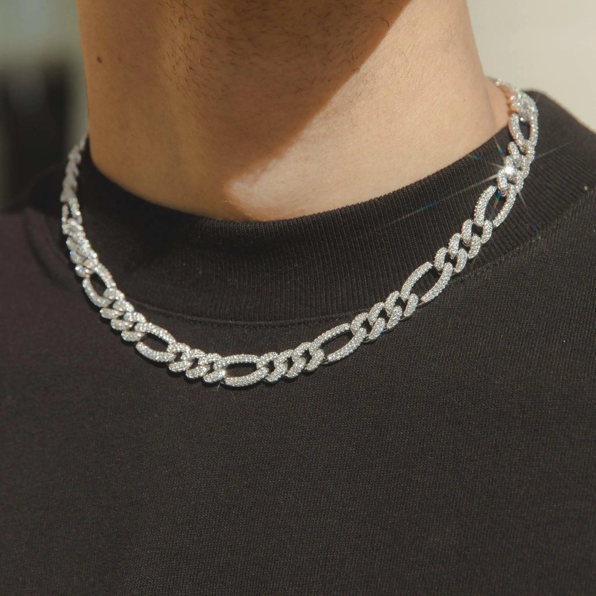 10mm Iced Figaro Chain