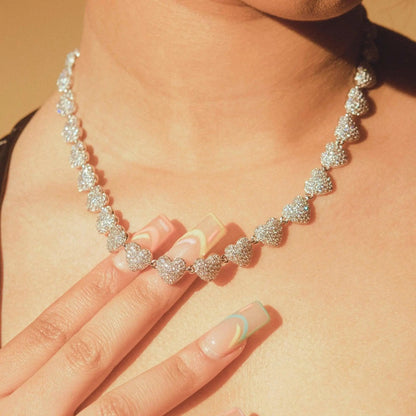 10mm Iced Heart Necklace - White Gold - Cartice™LuxuryJewelryGoldSilverWatchBraceletNecklaceChainIced-outCubanMoissaniteTarnish-freeStainlessDurablePremiumShinePlatedStatementDiamondAffordable