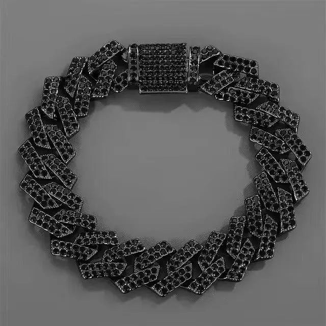 14MM BLACK ICED OUT CUBAN BRACELET - Cartice™LuxuryJewelryGoldSilverWatchBraceletNecklaceChainIced-outCubanMoissaniteTarnish-freeStainlessDurablePremiumShinePlatedStatementDiamondAffordable