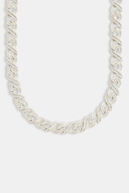 15mm Iced Baguette Infinity Chain - White Gold - Cartice™LuxuryJewelryGoldSilverWatchBraceletNecklaceChainIced-outCubanMoissaniteTarnish-freeStainlessDurablePremiumShinePlatedStatementDiamondAffordable