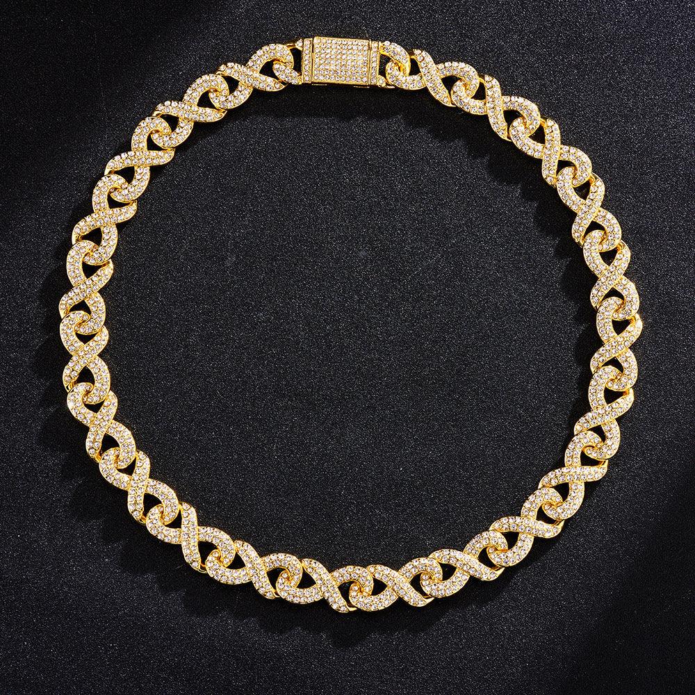16MM ICED OUT INFINITY CUBAN CHAIN - Cartice™LuxuryJewelryGoldSilverWatchBraceletNecklaceChainIced-outCubanMoissaniteTarnish-freeStainlessDurablePremiumShinePlatedStatementDiamondAffordable