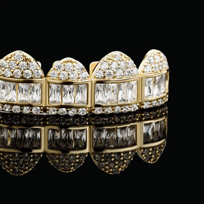 Baguette Paved Setting Iced Out Grillz - Cartice™LuxuryJewelryGoldSilverWatchBraceletNecklaceChainIced-outCubanMoissaniteTarnish-freeStainlessDurablePremiumShinePlatedStatementDiamondAffordable