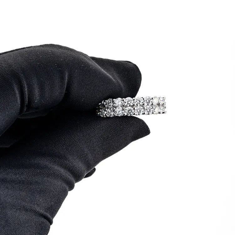 2-Row Moissanite Band Ring - Vermeil Gold Cartice-jewelry
