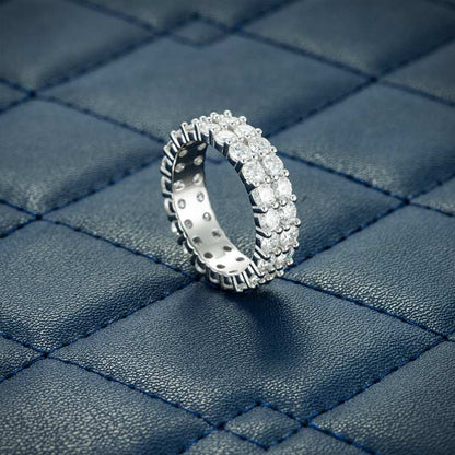 2-Row Moissanite Band Ring - Vermeil Gold Cartice-jewelry