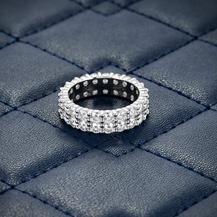 2-Row Moissanite Band Ring - Vermeil Gold Cartice-jewelry