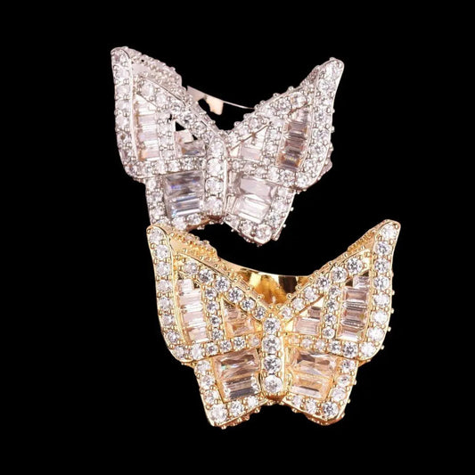 Butterfly Edition Baguette Tennis Iced Out Ring - Cartice™LuxuryJewelryGoldSilverWatchBraceletNecklaceChainIced-outCubanMoissaniteTarnish-freeStainlessDurablePremiumShinePlatedStatementDiamondAffordable