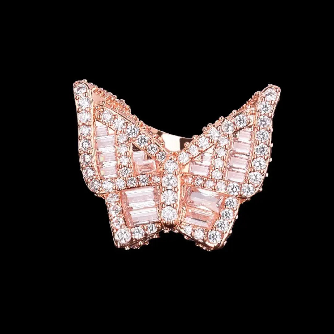 Butterfly Edition Baguette Tennis Iced Out Ring - Cartice™LuxuryJewelryGoldSilverWatchBraceletNecklaceChainIced-outCubanMoissaniteTarnish-freeStainlessDurablePremiumShinePlatedStatementDiamondAffordable