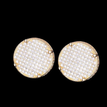 14MM Round Screw Back Iced Out Stud Earrings - Cartice™LuxuryJewelryGoldSilverWatchBraceletNecklaceChainIced-outCubanMoissaniteTarnish-freeStainlessDurablePremiumShinePlatedStatementDiamondAffordable