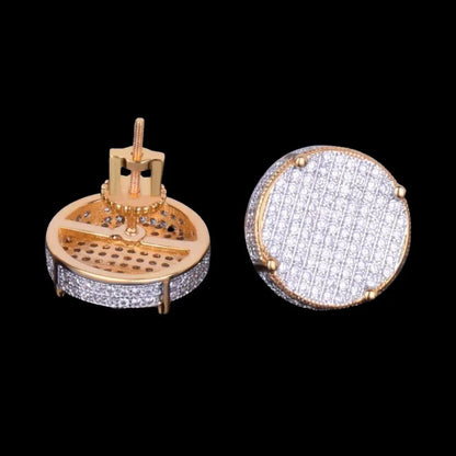 14MM Round Screw Back Iced Out Stud Earrings - Cartice™LuxuryJewelryGoldSilverWatchBraceletNecklaceChainIced-outCubanMoissaniteTarnish-freeStainlessDurablePremiumShinePlatedStatementDiamondAffordable