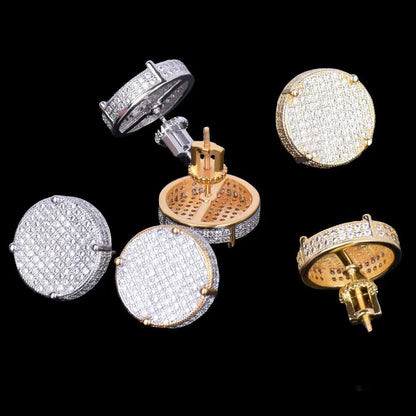 14MM Round Screw Back Iced Out Stud Earrings - Cartice™LuxuryJewelryGoldSilverWatchBraceletNecklaceChainIced-outCubanMoissaniteTarnish-freeStainlessDurablePremiumShinePlatedStatementDiamondAffordable