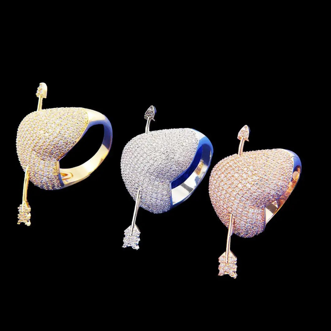 Arrow Heart Edition Iced Out Ring - Cartice™LuxuryJewelryGoldSilverWatchBraceletNecklaceChainIced-outCubanMoissaniteTarnish-freeStainlessDurablePremiumShinePlatedStatementDiamondAffordable