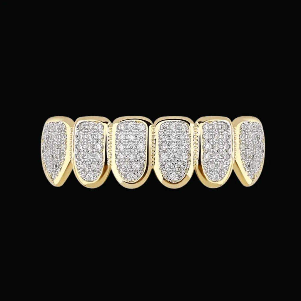 6 Top and Bottom Iced Out Grillz - Cartice™LuxuryJewelryGoldSilverWatchBraceletNecklaceChainIced-outCubanMoissaniteTarnish-freeStainlessDurablePremiumShinePlatedStatementDiamondAffordable
