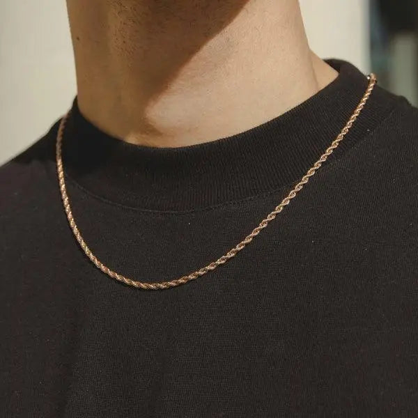 3mm Rope Chain - Rose Gold - Cartice™LuxuryJewelryGoldSilverWatchBraceletNecklaceChainIced-outCubanMoissaniteTarnish-freeStainlessDurablePremiumShinePlatedStatementDiamondAffordable