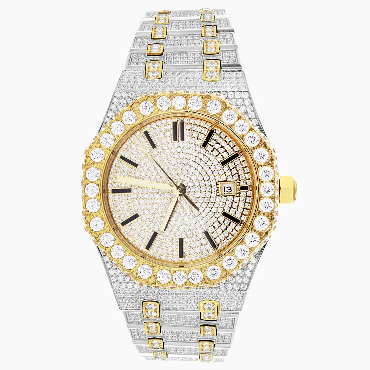 Moissanite Diamond Bezel Two Tone Watch Cartice-jewelry