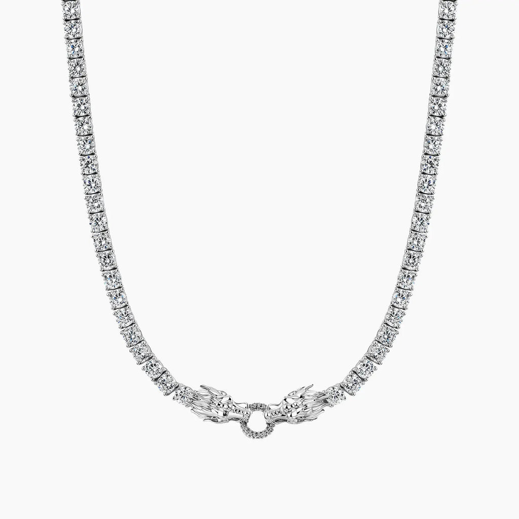 Dragon Eater Tennis Chain - White Gold - Cartice™LuxuryJewelryGoldSilverWatchBraceletNecklaceChainIced-outCubanMoissaniteTarnish-freeStainlessDurablePremiumShinePlatedStatementDiamondAffordable