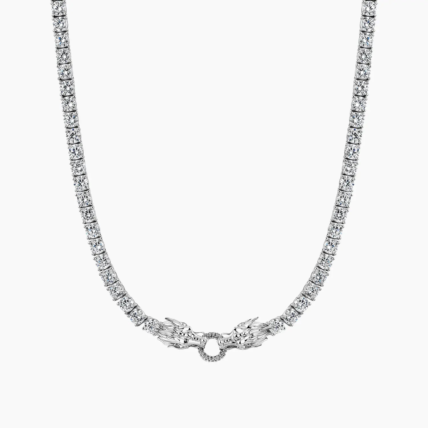 Dragon Eater Tennis Chain - White Gold - Cartice™LuxuryJewelryGoldSilverWatchBraceletNecklaceChainIced-outCubanMoissaniteTarnish-freeStainlessDurablePremiumShinePlatedStatementDiamondAffordable