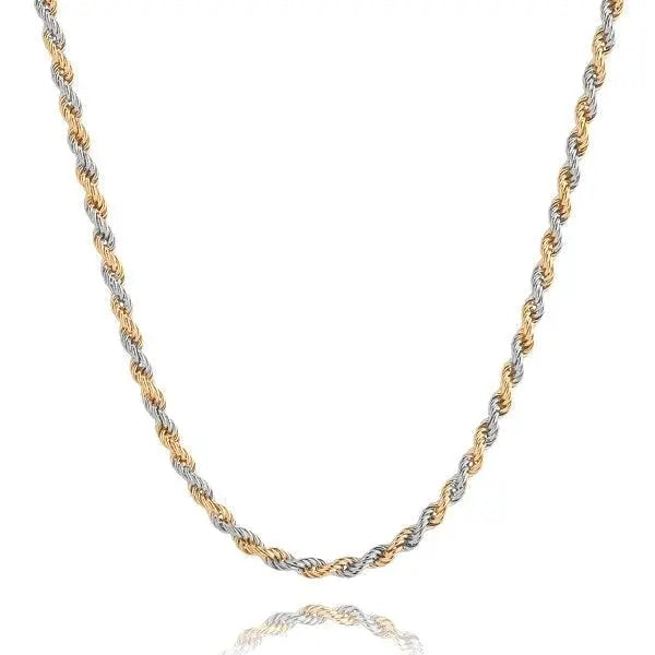 3mm Rope Chain - Two-Tone - Cartice™LuxuryJewelryGoldSilverWatchBraceletNecklaceChainIced-outCubanMoissaniteTarnish-freeStainlessDurablePremiumShinePlatedStatementDiamondAffordable