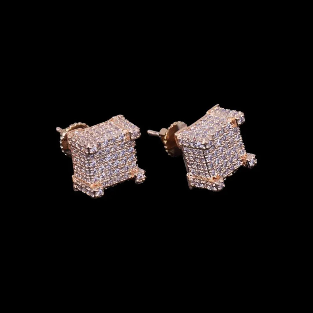 10MM Cursive Tennis Screw Iced Out Stud Earrings - Cartice™LuxuryJewelryGoldSilverWatchBraceletNecklaceChainIced-outCubanMoissaniteTarnish-freeStainlessDurablePremiumShinePlatedStatementDiamondAffordable