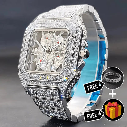 Skeleton Iced out Watch