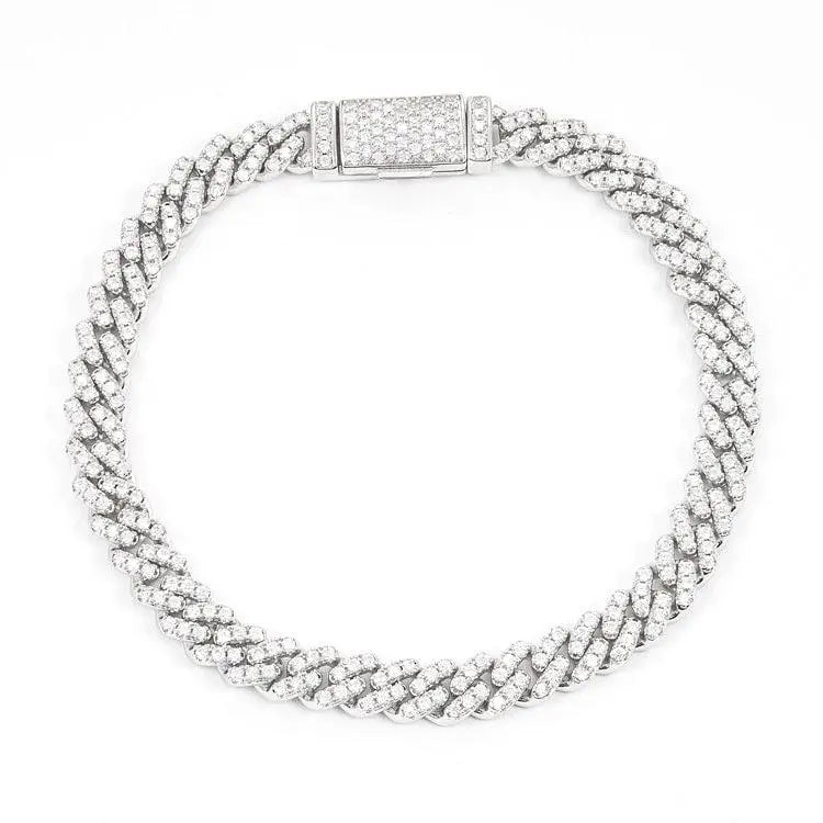 6MM Moissanite Miami Cuban Link Bracelet - White Gold - Cartice™LuxuryJewelryGoldSilverWatchBraceletNecklaceChainIced-outCubanMoissaniteTarnish-freeStainlessDurablePremiumShinePlatedStatementDiamondAffordable