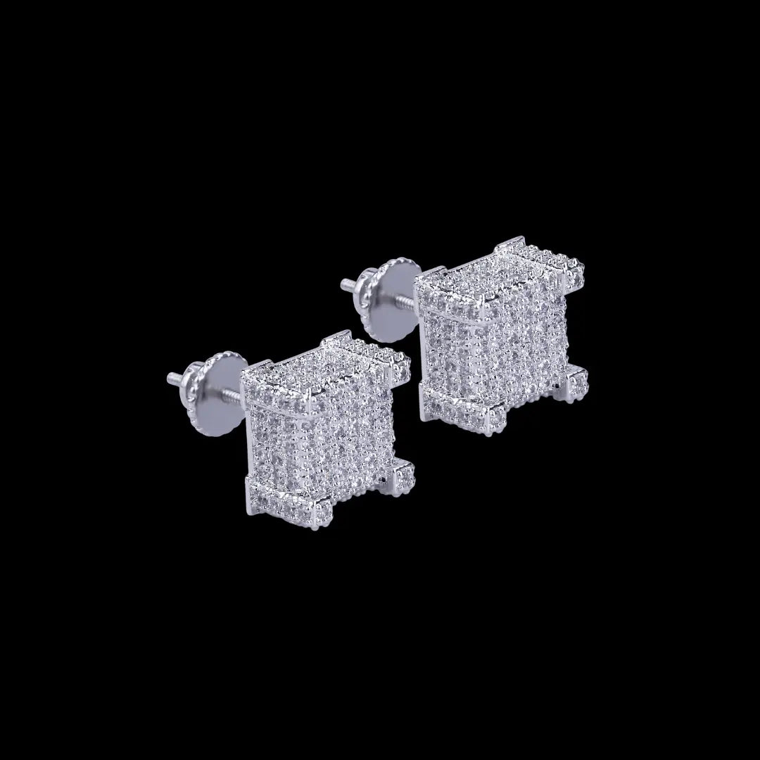 10MM Cursive Tennis Screw Iced Out Stud Earrings - Cartice™LuxuryJewelryGoldSilverWatchBraceletNecklaceChainIced-outCubanMoissaniteTarnish-freeStainlessDurablePremiumShinePlatedStatementDiamondAffordable