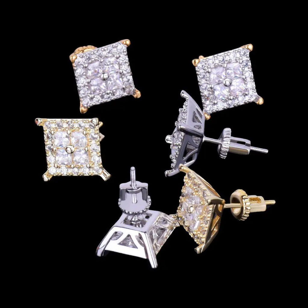 12MM Square Back Iced Out Stud Earrings - Cartice™LuxuryJewelryGoldSilverWatchBraceletNecklaceChainIced-outCubanMoissaniteTarnish-freeStainlessDurablePremiumShinePlatedStatementDiamondAffordable