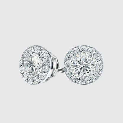 VVS HALO STUD EARRINGS 2.4CTW   - White Gold Vermeil - Cartice™LuxuryJewelryGoldSilverWatchBraceletNecklaceChainIced-outCubanMoissaniteTarnish-freeStainlessDurablePremiumShinePlatedStatementDiamondAffordable