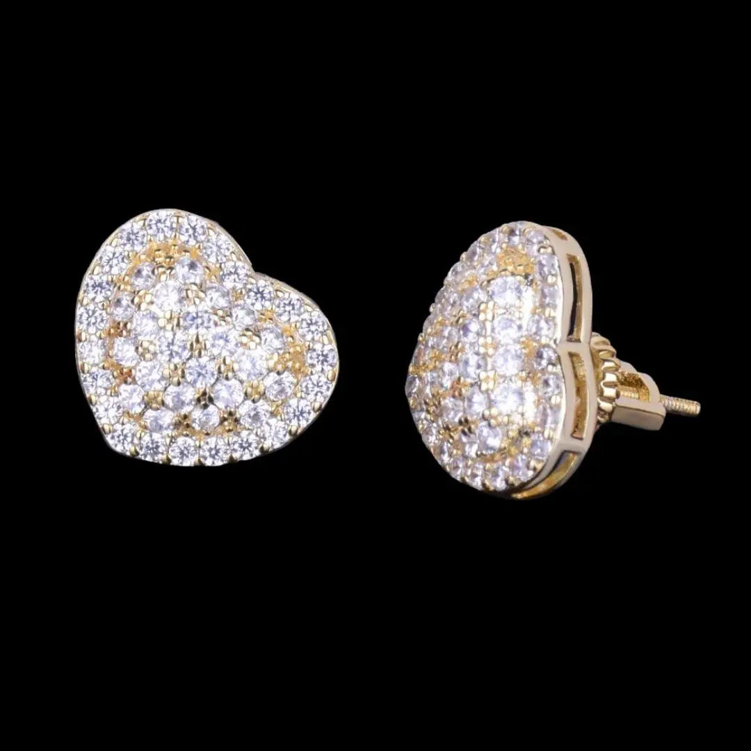 14MM Tennis Heart Iced Out Stud Earrings - Cartice™LuxuryJewelryGoldSilverWatchBraceletNecklaceChainIced-outCubanMoissaniteTarnish-freeStainlessDurablePremiumShinePlatedStatementDiamondAffordable