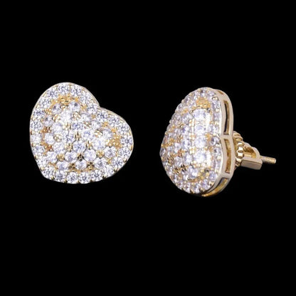 14MM Tennis Heart Iced Out Stud Earrings - Cartice™LuxuryJewelryGoldSilverWatchBraceletNecklaceChainIced-outCubanMoissaniteTarnish-freeStainlessDurablePremiumShinePlatedStatementDiamondAffordable
