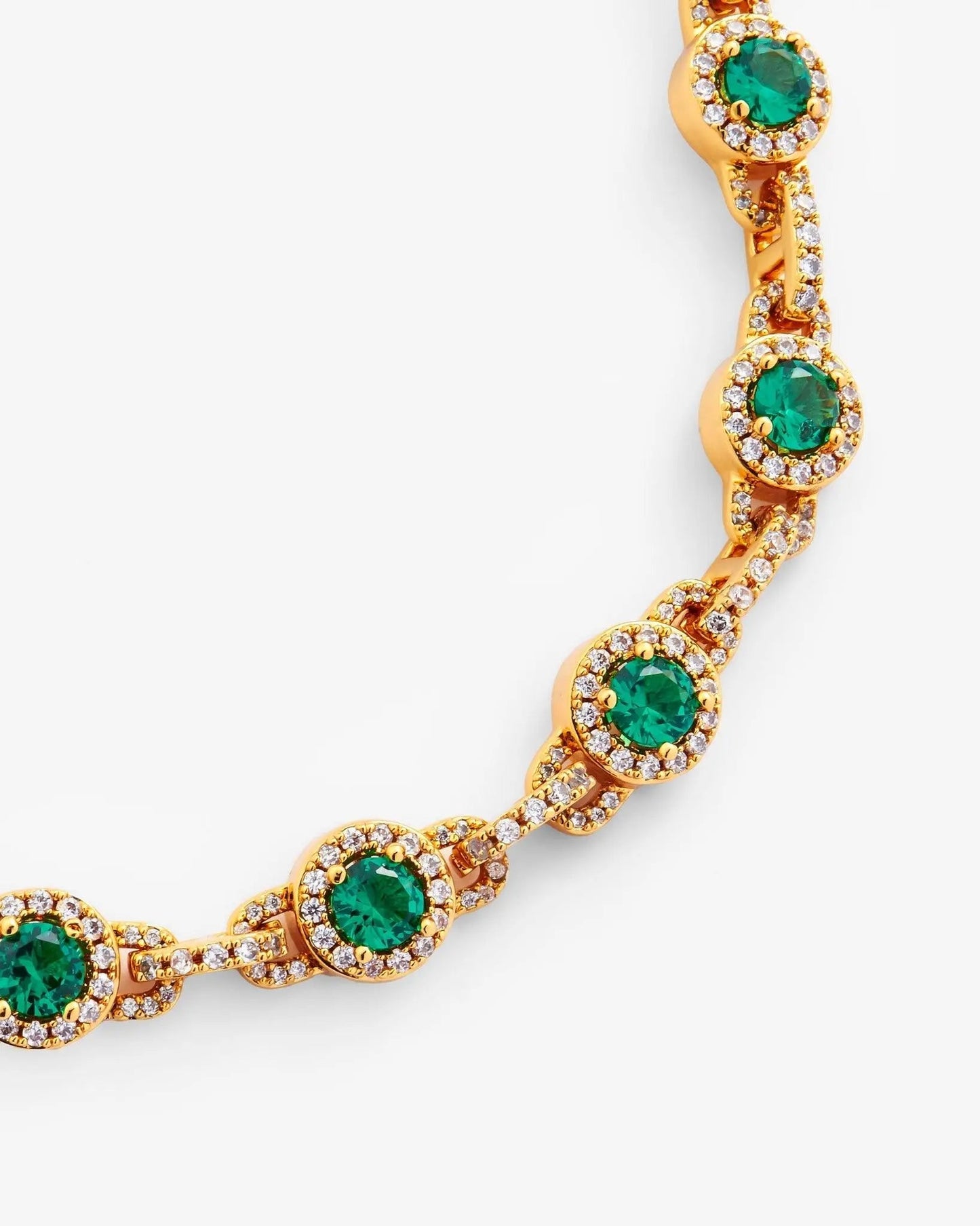 9mm Green Centre Stone Link Chain - Gold - Cartice™LuxuryJewelryGoldSilverWatchBraceletNecklaceChainIced-outCubanMoissaniteTarnish-freeStainlessDurablePremiumShinePlatedStatementDiamondAffordable