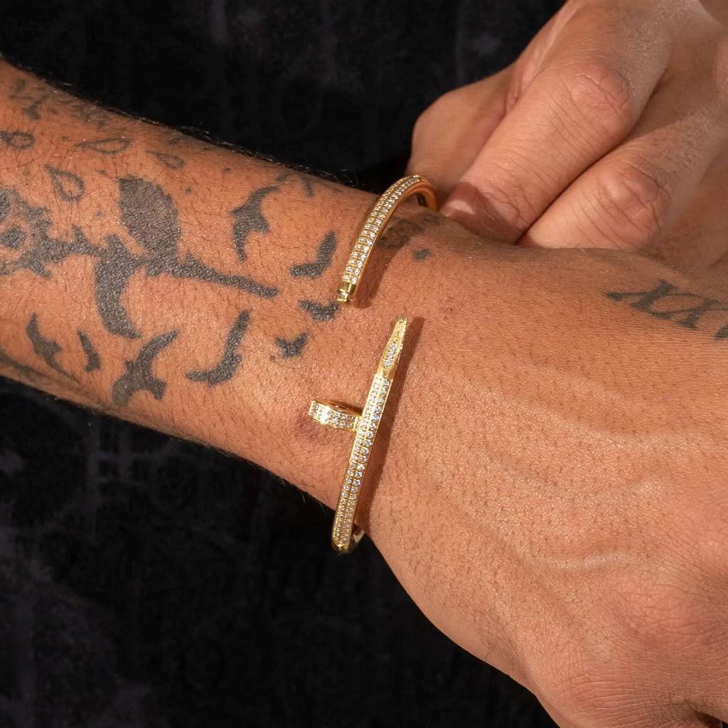 Iced Nail Bracelet - Gold - Cartice™LuxuryJewelryGoldSilverWatchBraceletNecklaceChainIced-outCubanMoissaniteTarnish-freeStainlessDurablePremiumShinePlatedStatementDiamondAffordable
