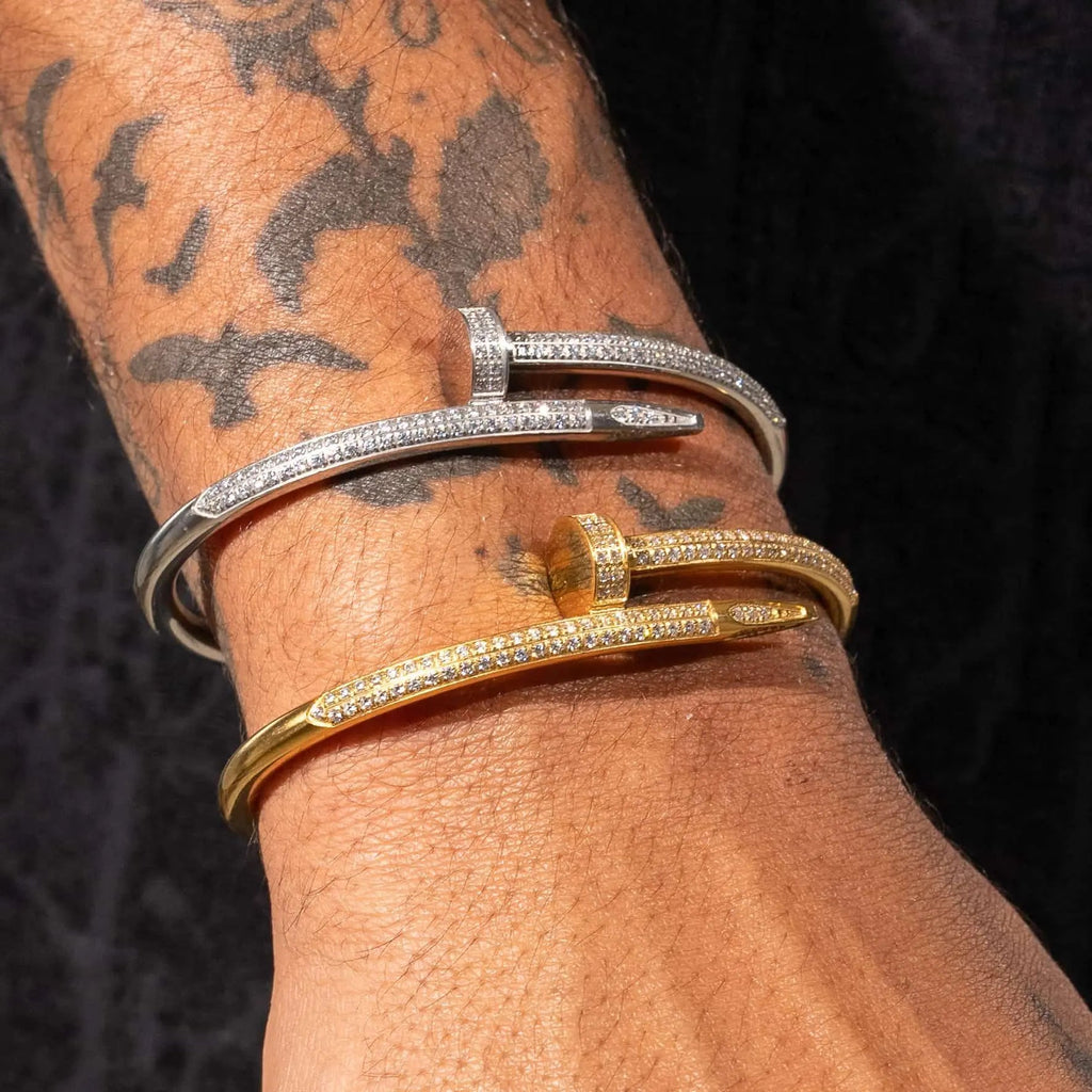 Iced Nail Bracelet - White Gold - Cartice™LuxuryJewelryGoldSilverWatchBraceletNecklaceChainIced-outCubanMoissaniteTarnish-freeStainlessDurablePremiumShinePlatedStatementDiamondAffordable