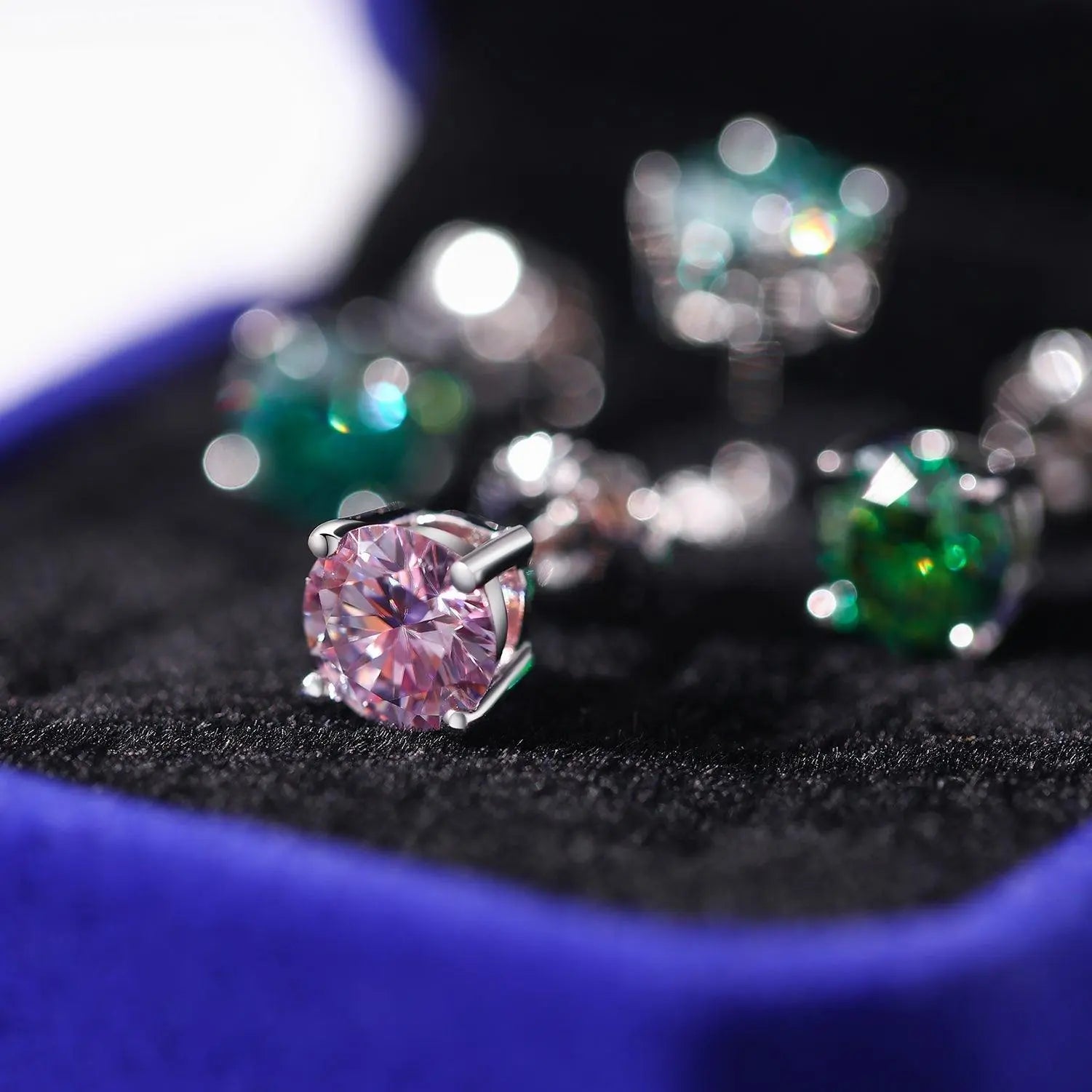 PINK VVS ROUND 1CT EARRINGS   - White Gold Vermeil - Cartice™LuxuryJewelryGoldSilverWatchBraceletNecklaceChainIced-outCubanMoissaniteTarnish-freeStainlessDurablePremiumShinePlatedStatementDiamondAffordable