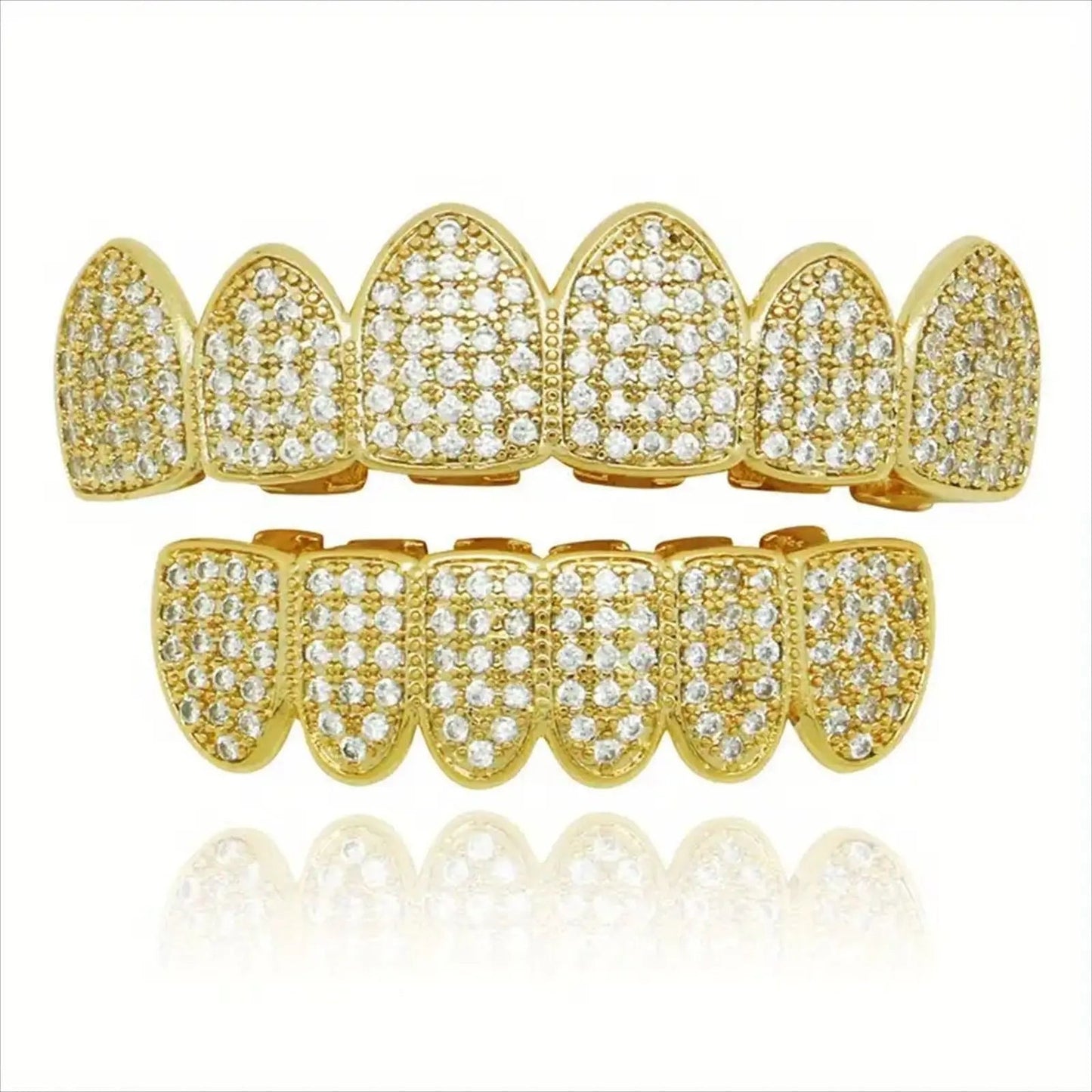 Iced Out Teeth Grillz - Cartice™LuxuryJewelryGoldSilverWatchBraceletNecklaceChainIced-outCubanMoissaniteTarnish-freeStainlessDurablePremiumShinePlatedStatementDiamondAffordable