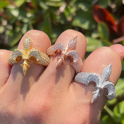 The Fleur De Lys Iced Out Ring - Cartice™LuxuryJewelryGoldSilverWatchBraceletNecklaceChainIced-outCubanMoissaniteTarnish-freeStainlessDurablePremiumShinePlatedStatementDiamondAffordable