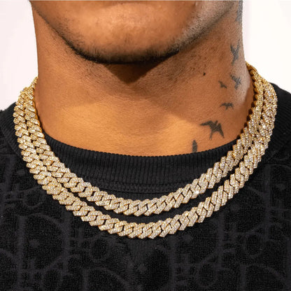 10MM ICED OUT CUBAN LINK CHAIN - Cartice™LuxuryJewelryGoldSilverWatchBraceletNecklaceChainIced-outCubanMoissaniteTarnish-freeStainlessDurablePremiumShinePlatedStatementDiamondAffordable