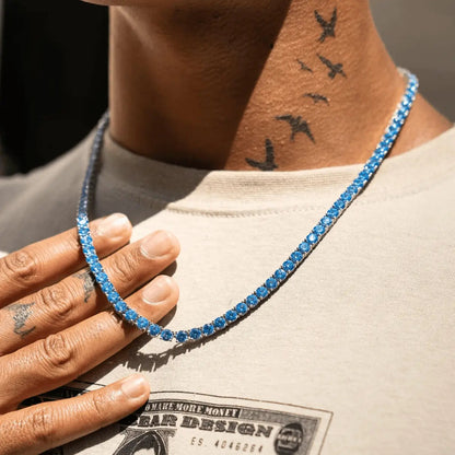 5MM TENNIS CHAIN - BLUE SAPPHIRE - Cartice™LuxuryJewelryGoldSilverWatchBraceletNecklaceChainIced-outCubanMoissaniteTarnish-freeStainlessDurablePremiumShinePlatedStatementDiamondAffordable