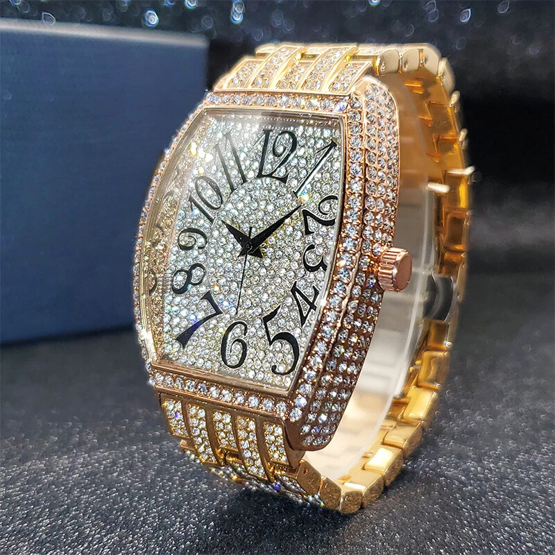 Navette Gold Iced Out Watch