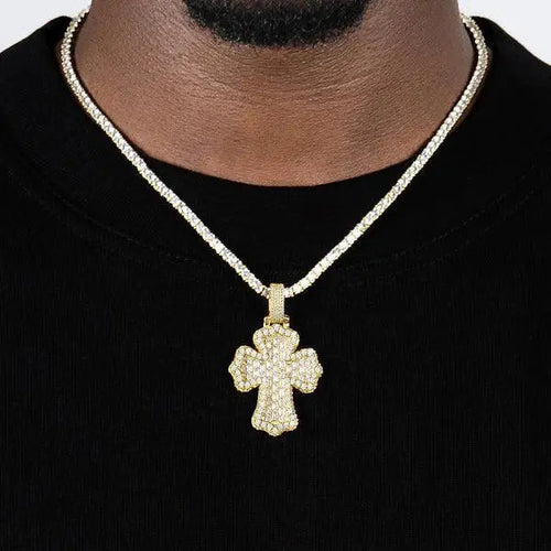 BAGUETTE CROSS PENDANT - Cartice™LuxuryJewelryGoldSilverWatchBraceletNecklaceChainIced-outCubanMoissaniteTarnish-freeStainlessDurablePremiumShinePlatedStatementDiamondAffordable