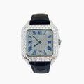 Moissanite Blue Leather Band VS GRA Certified Watch Cartice-jewelry