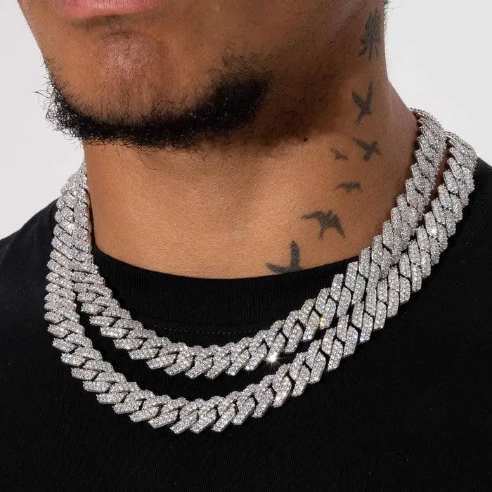 14MM ICED OUT CUBAN LINK CHAIN - Cartice™LuxuryJewelryGoldSilverWatchBraceletNecklaceChainIced-outCubanMoissaniteTarnish-freeStainlessDurablePremiumShinePlatedStatementDiamondAffordable
