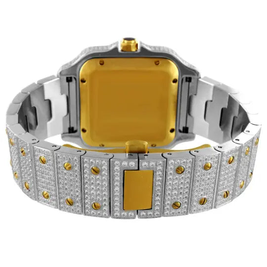 Moissanite Two Tone Yellow Gold Watch Cartice-jewelry