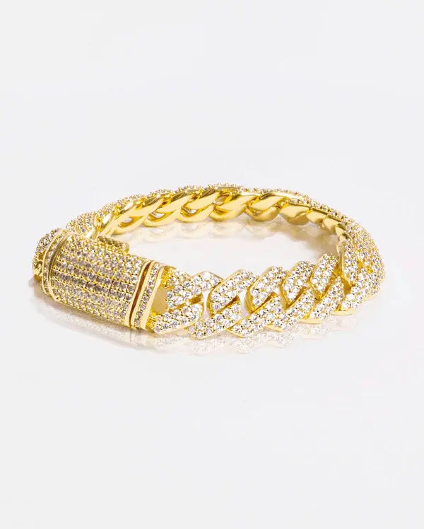 DIAMOND PRONG CUBAN BRACELET 14MM - Gold - Cartice™LuxuryJewelryGoldSilverWatchBraceletNecklaceChainIced-outCubanMoissaniteTarnish-freeStainlessDurablePremiumShinePlatedStatementDiamondAffordable