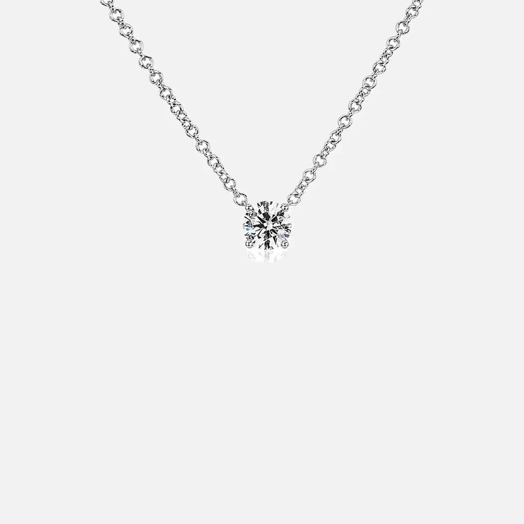 2ct Moissanite Solitaire Adjustable Necklace - White Vermeil Cartice-jewelry