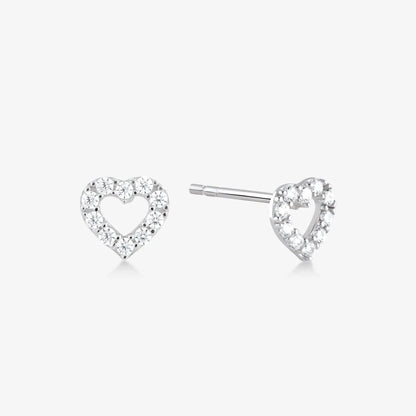 Outline Stud Heart Earring - White Gold - Cartice™LuxuryJewelryGoldSilverWatchBraceletNecklaceChainIced-outCubanMoissaniteTarnish-freeStainlessDurablePremiumShinePlatedStatementDiamondAffordable